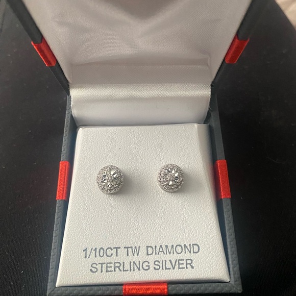 Jewelry - Sterling Silver Diamond Earrings